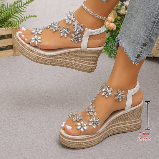 Damen Wedge-Sandalen mit floralem Dekor R&B