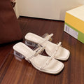 Damen elegante Slide-Sandalen mit transparentem Obermaterial und komfortablem Blockabsatz R&B