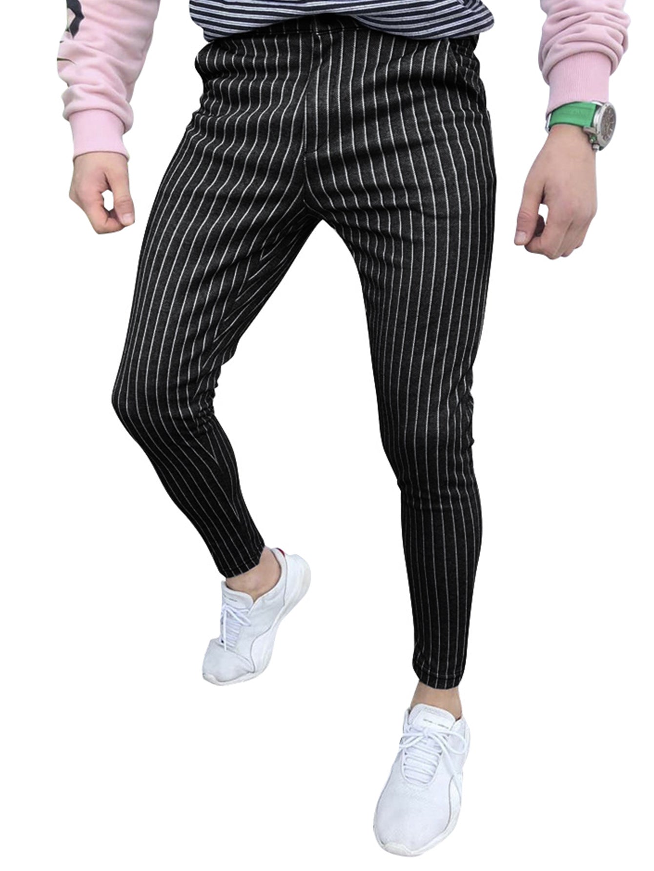 Herren elegante Slim-Fit Jeans im modernen Streifenmuster