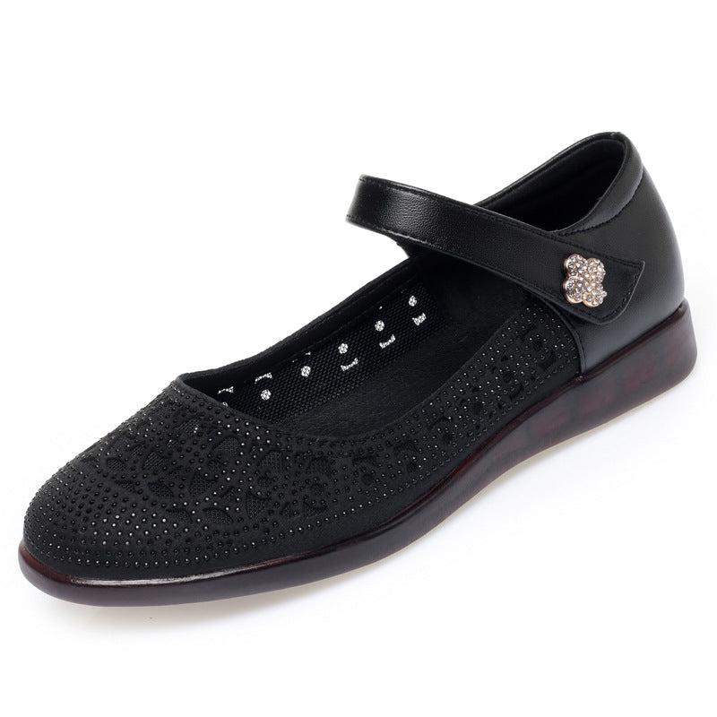 Damen Ballerinas mit dekorativem Riemchen und Strassverzierungen R&B