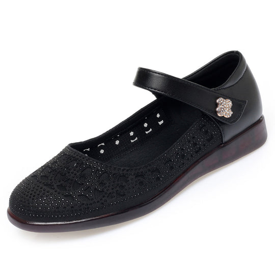 Damen Ballerinas mit dekorativem Riemchen und Strassverzierungen R&B