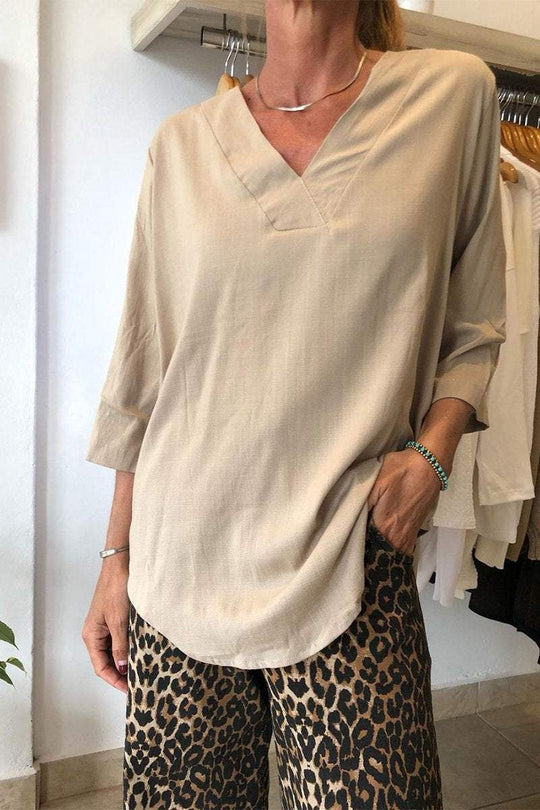 Damen Bluse mit dezentem V-Ausschnitt aus leichtem Stoff R&B