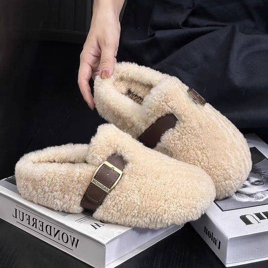 Damen Flauschige Hausschuhe mit modischem Schnallen-Detail und Komfortsohle R&B