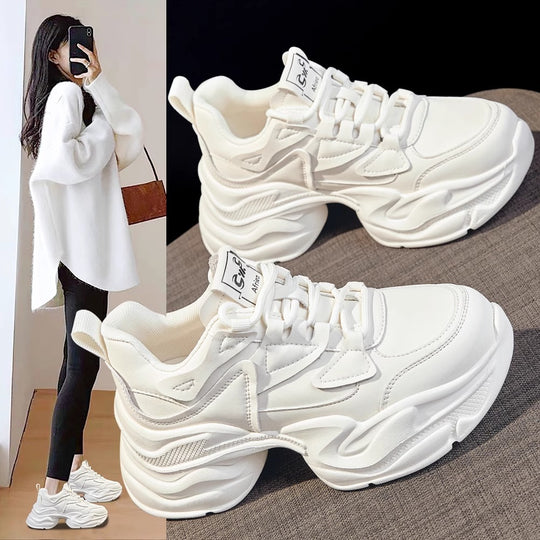 Damen modische Chunky Sneakers mit atmungsaktiver Oberflächenstruktur R&B