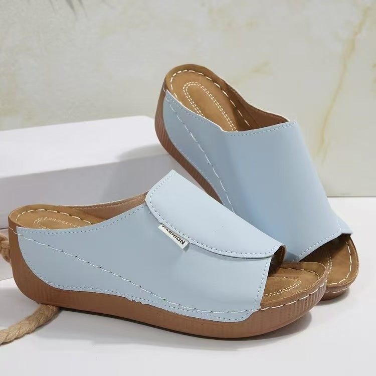 Damen Trendige Slip-On Sandalen mit modischer Überlappung und komfortablem Fußbett R&B