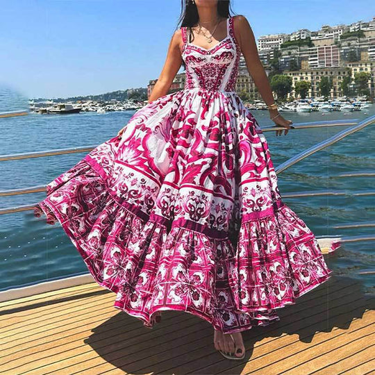 Damen Maxikleid mit elegantem A-Linien-Schnitt und floralen Musterdetails R&B