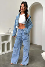 Damen Cargo-Jeans im modernen Schnitt mit praktischen Taschen R&B