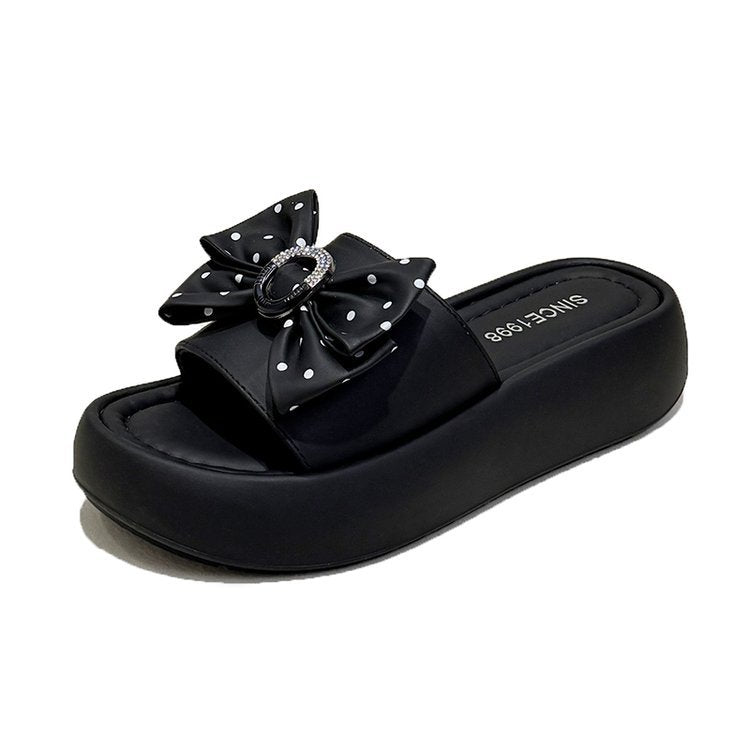 Damen elegante Plateau-Sandalen mit Schleifenverzierung R&B