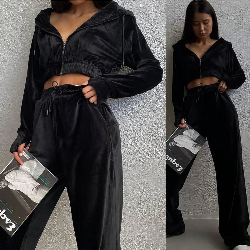 Damen sportliches Samt-Set