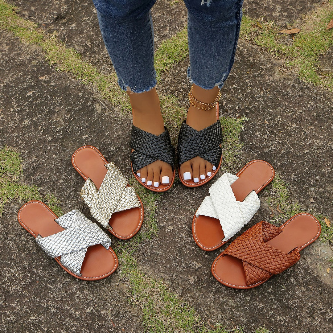 Damen geflochtene Komfortsandalen mit weicher Sohle R&B
