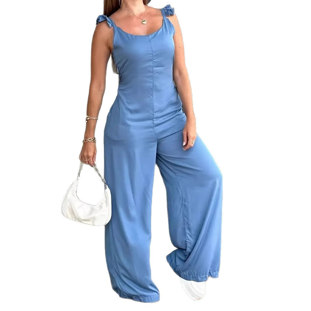 Damen Jumpsuit mit frechem Rückenausschnitt und Rüschendetails R&B