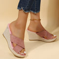 Damen Wedge-Sandalen mit großzügigem Cross-Riemendesign und gepolsterter Sohle R&B