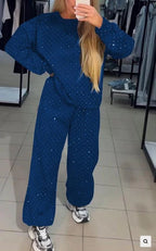 Damen Sportliches Lounge-Set mit gepunktetem Muster und elastischem Bund R&B