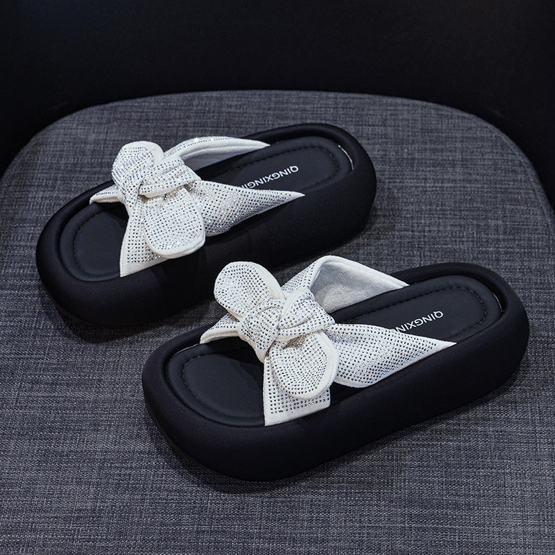 Damen Komfortable Plattform-Sandalen mit schickem Schleifen-Detail