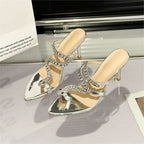 Damen elegante High Heel Sandalen mit glitzerndem Riemendesign