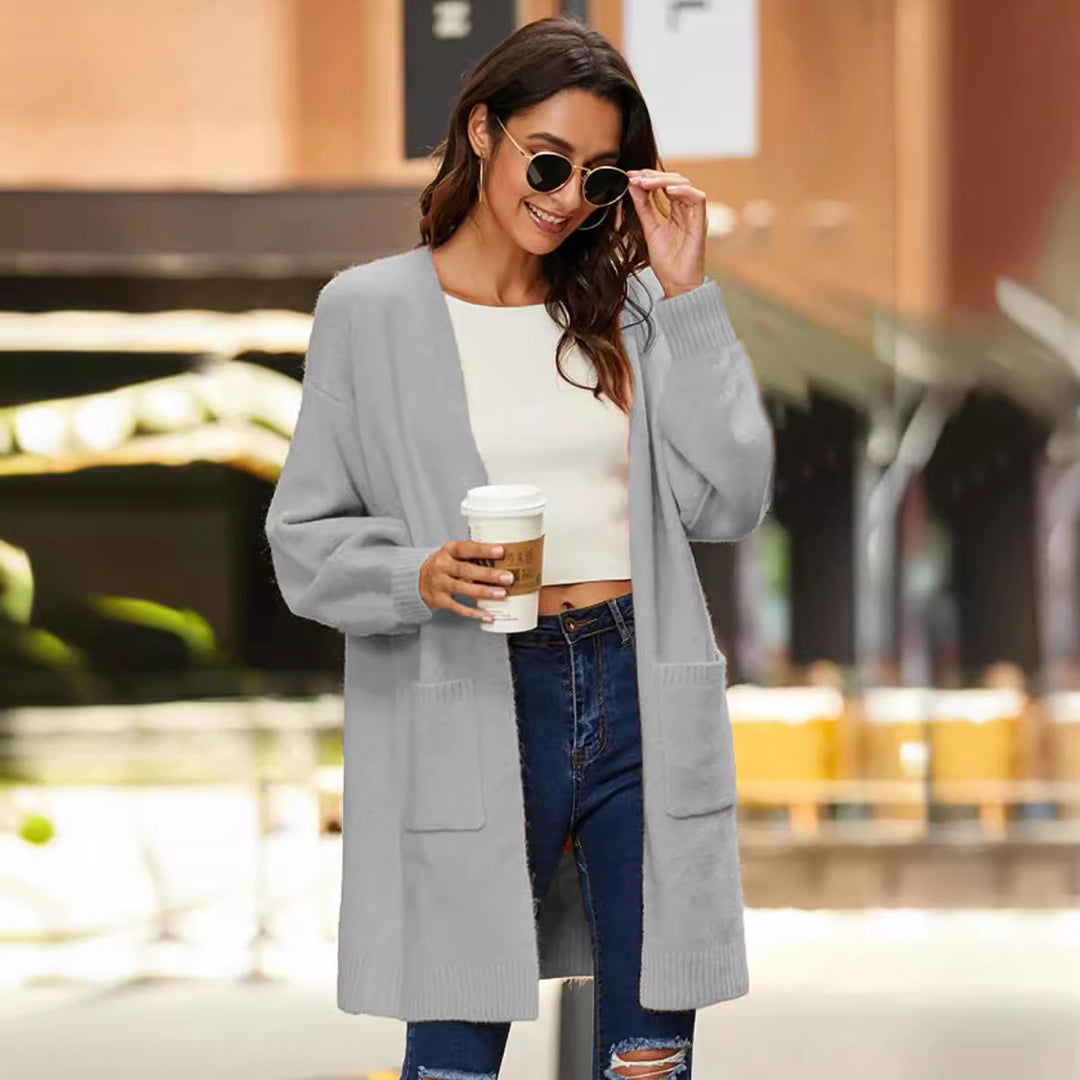 Damen Strickmantel mit weicher Struktur und praktischen Taschen R&B