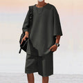 Herren Freizeitsport Set aus locker sitzendem Oberteil mit atmungsaktiven Shorts R&B