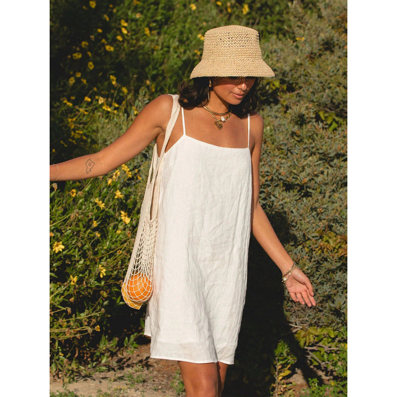 Damen Leichtes Sommerkleid mit Spaghetti-Trägern und fließendem Schnitt R&B