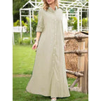Damen Langarmhemdkleid mit Knopfdetails und raffiniertem Schnitt R&B