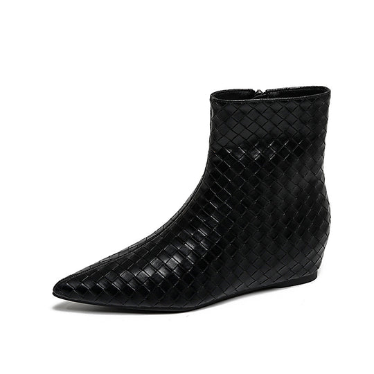 Damen modische Ankle Boots mit geflochtenem Design und eleganter Keilsohle R&B