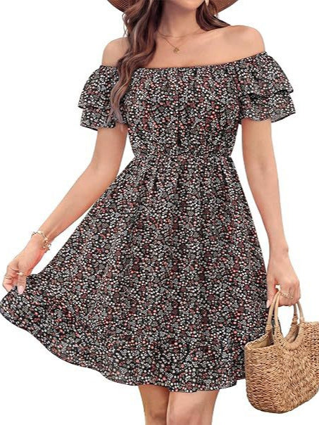 Damen lässiges Sommerkleid mit Rüschendetails R&B
