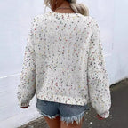 R&B | Pullover Lockere Passform Strickstoff Rippbesatz Meliertes Muster