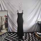 Damen Langes Kleid mit schmalen Spaghettiträgern und figurschmeichelndem Schnitt R&B