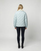 Damen Cord-Patchwork Steppjacke Warmer Wintermantel mit Revers Kragen