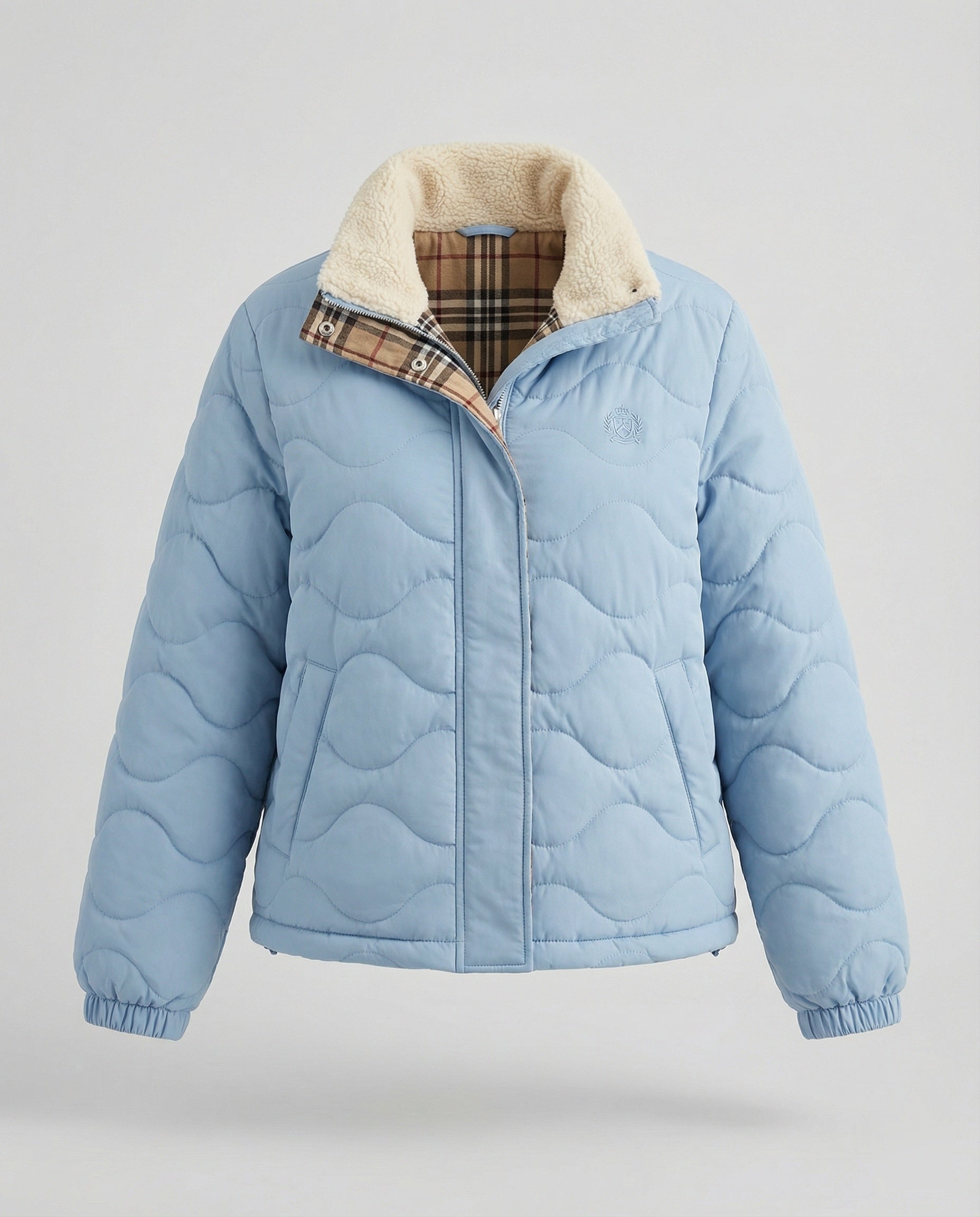 Damen Cord-Patchwork Steppjacke Warmer Wintermantel mit Revers Kragen