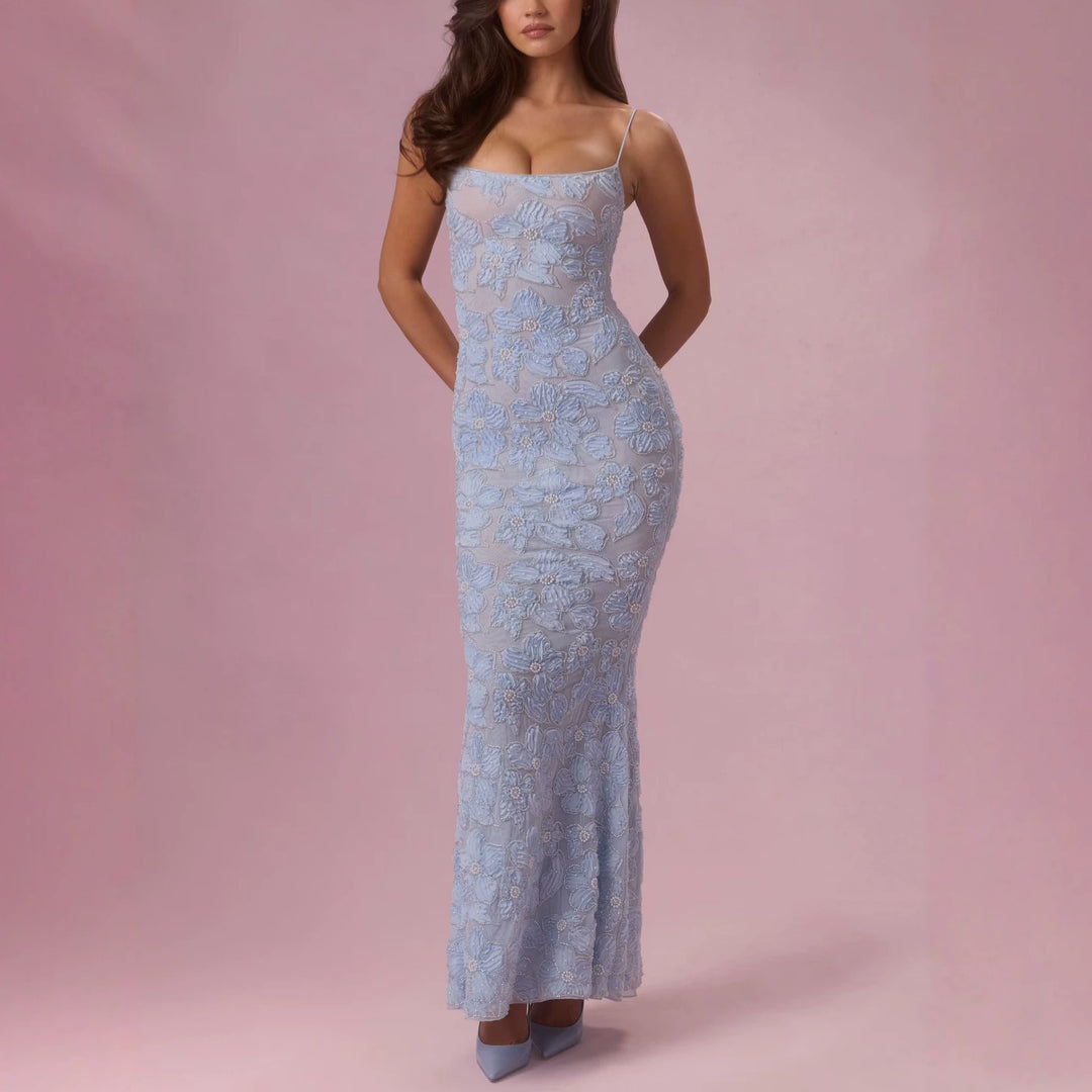 Damen Elegantes Maxikleid mit floralem Spitzenmuster R&B
