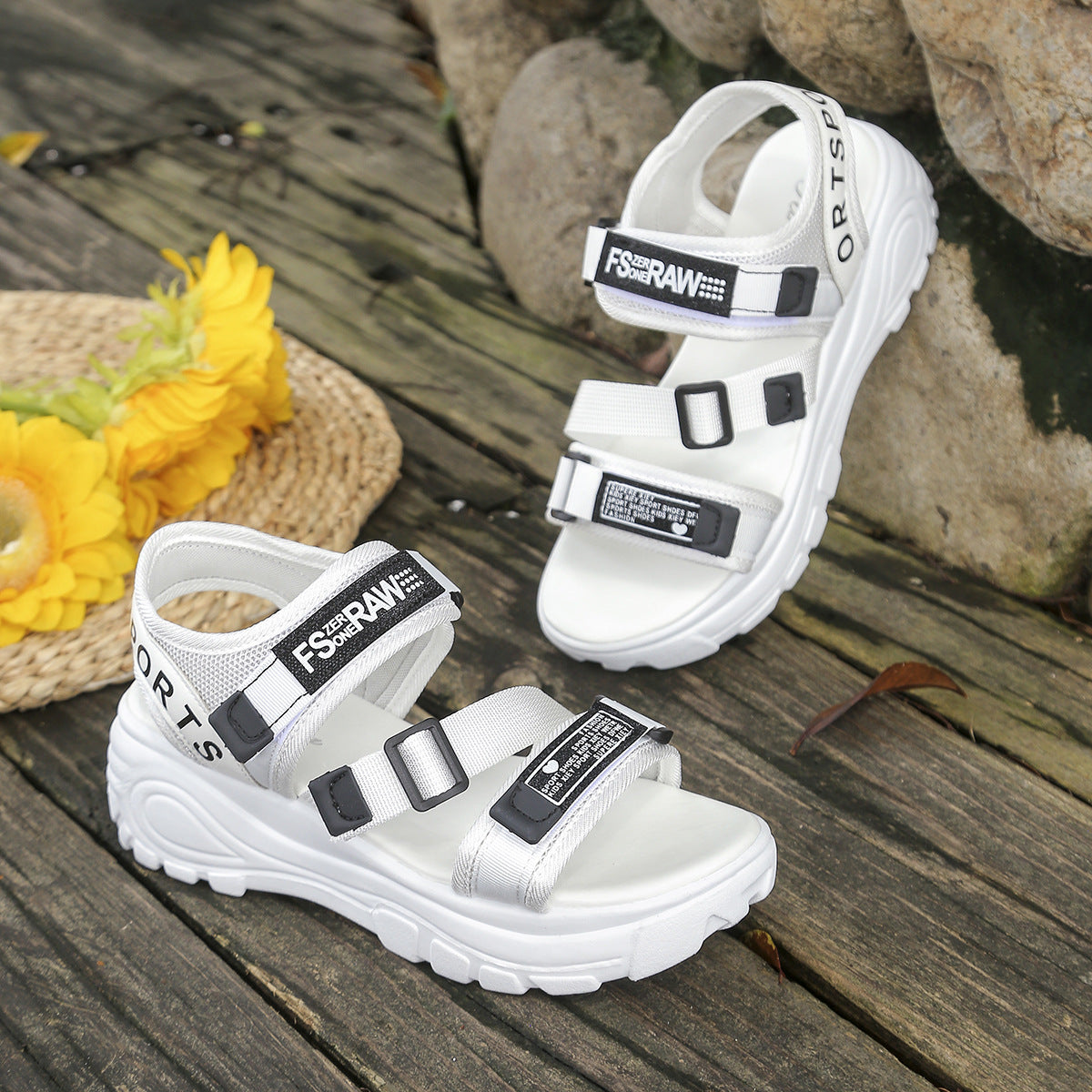 Damen Sportliche Sandalen mit verstellbaren Riemen und rutschfester Sohle R&B