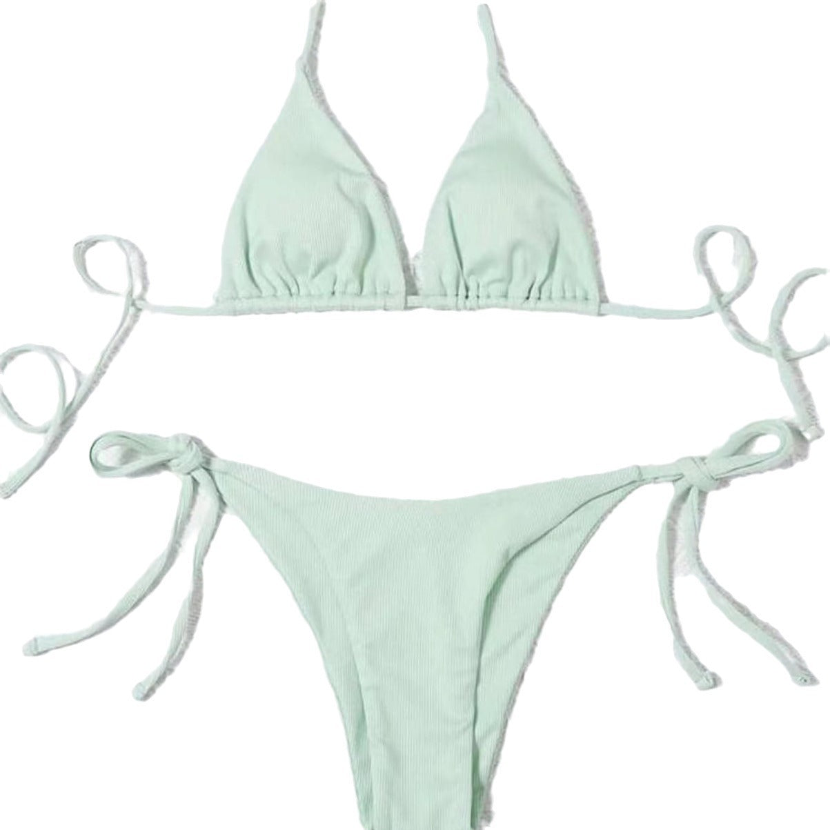 Damen Triangel-Bikini mit seitlichem Knoten und verstellbaren Trägern R&B
