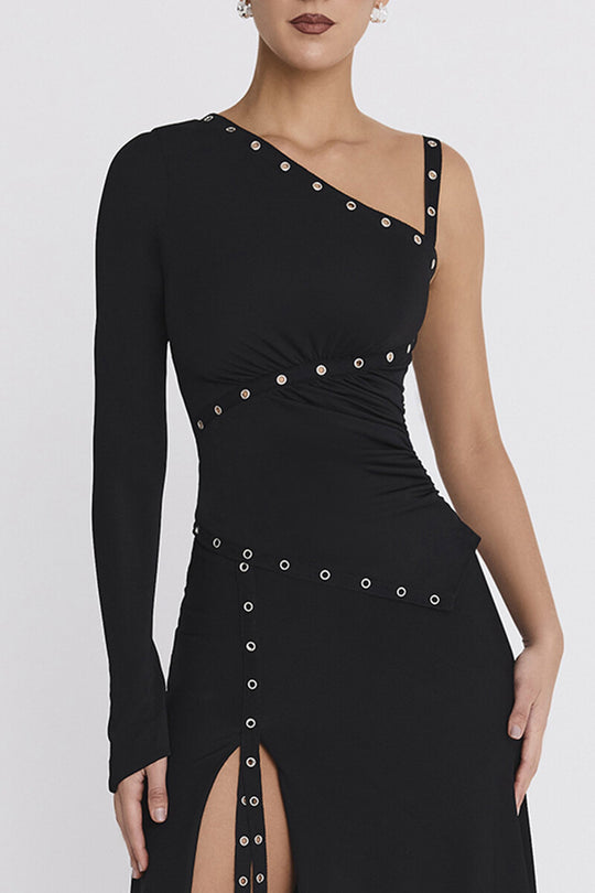 Damen Elegantes Oberteil mit asymmetrischem Schnitt und dekorativen Ösen R&B