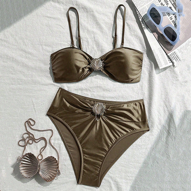 Damen Bandeau-Bikini-Set mit elegantem Muschel-Detail R&B