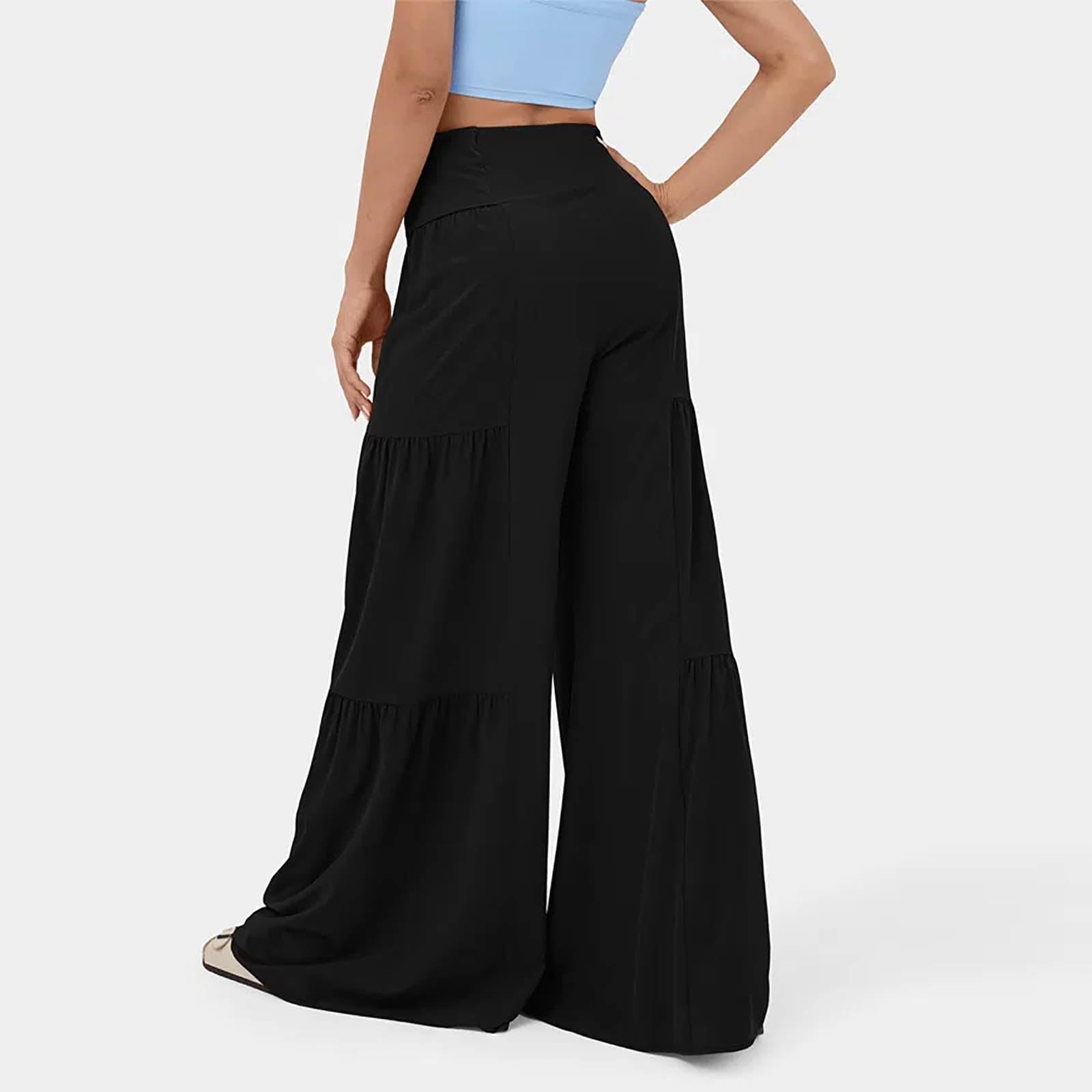 Damen Weit geschnittene Palazzo-Hose mit eleganter Bindegürtel