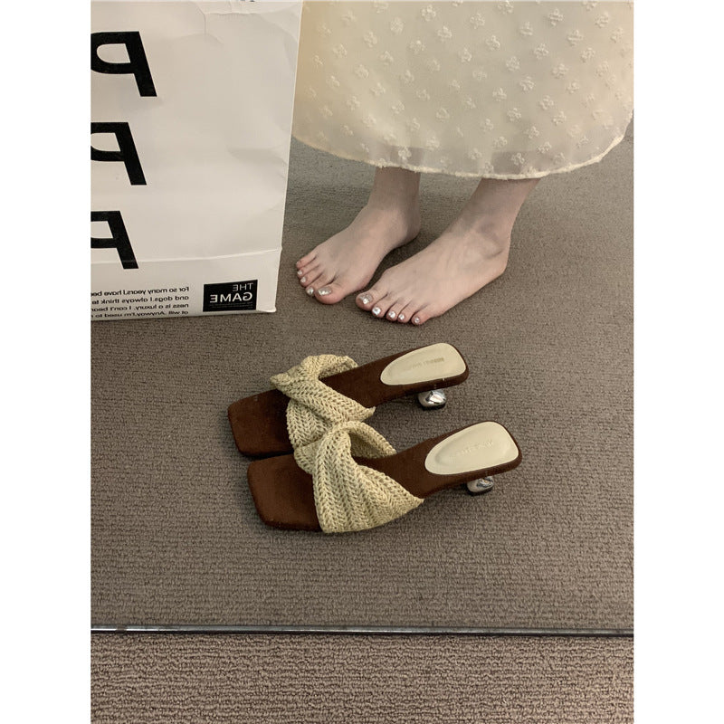 Damen bequeme Zehensandalen mit elegantem geflochtenem Design R&B