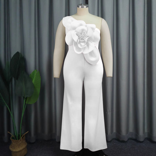 Damen eleganter Overall mit großem Blumenakzent R&B