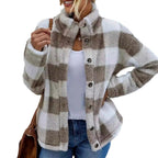 Damen Kuschelige Karojacke R&B