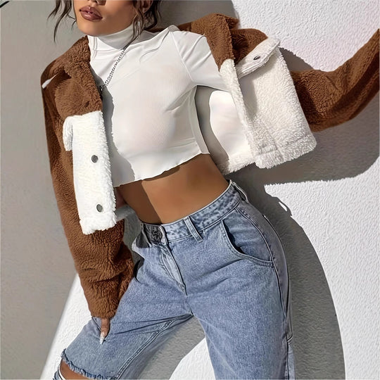 Damen Fleecejacke im Oversize-Stil mit Taschen R&B