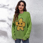 Damen Strickpullover mit verspieltem Blumenmotiv R&B