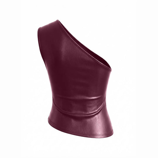 Damen asymmetrisches Top aus Kunstleder R&B