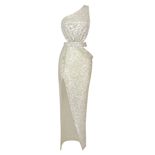 Damen Elegantes Abendkleid mit asymmetrischem Schnitt und funkelnden Pailletten R&B