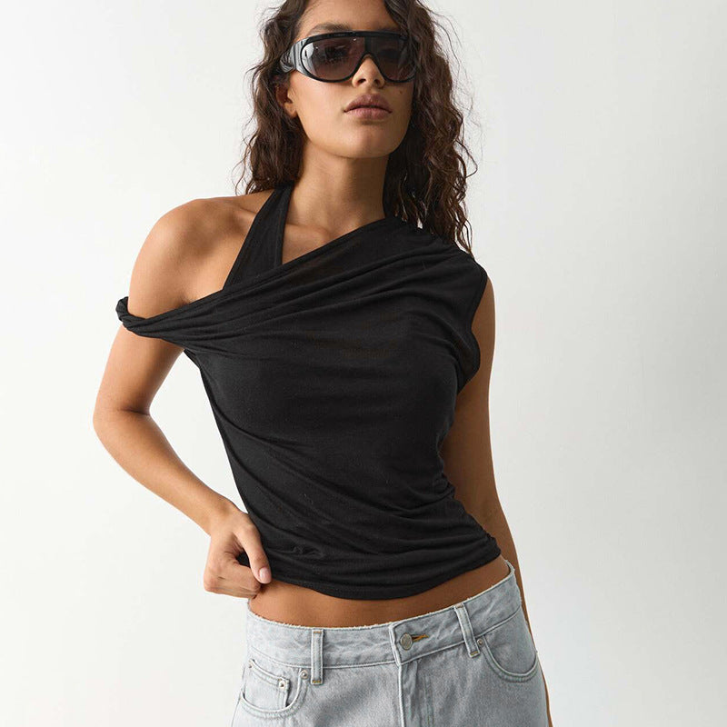 Damen asymmetrisches Trägershirt mit innovativem Schnitt und elegantem Design R&B