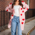 Damen Strickjacke mit Herzmuster und praktischen Taschen R&B