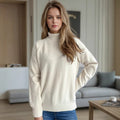 Damen Strickpullover mit hochgeschlossenem Kragen und strukturiertem Muster R&B