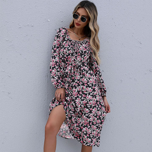 Damen Maxikleid mit floralen Raffungen und schmalem Taillengürtel R&B