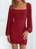 Damen Wickelkleid mit Puffärmeln R&B