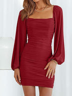 Damen Wickelkleid mit Puffärmeln R&B