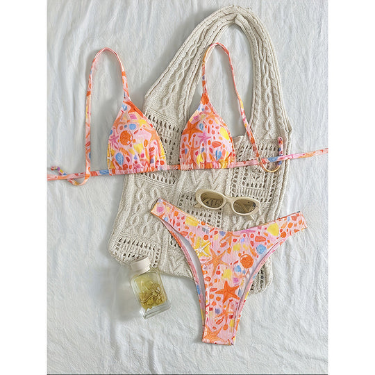 Damen Triangel-Bikini mit verspieltem Unterwasser-Motiv R&B