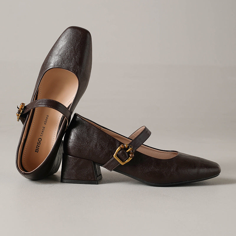 Damen Ballerina-Schuhe mit elegantem Riemchen und dekorativem Schnallen-Detail
